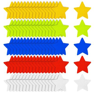 50 PCS Star Shaped Reflective Stickers, 5 Colors Star Reflective Stickers for Clothing Safety Warning Reflectives Sticker Waterproof Reflector Stars