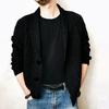 Men Sweater Cardigan Lapel Slim Leisure Single Breasted Solid Color Casual Cardigan for