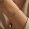 EFFIE QUEEN Chic 925 Sterling Silber Vintage Auge Armband Mehrschichtige Perlenkette Strang Plus Blauer Zirkonia Schmuck Geschenk APB04