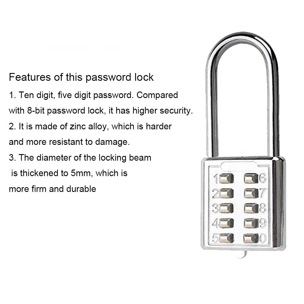 Cadenas à combinaison Bouton en alliage de zinc Mot de passe Verrouillage à 5 chiffres Cadenas de voyage Mécanisme de sécurité pour sac à dos Numérique externe
