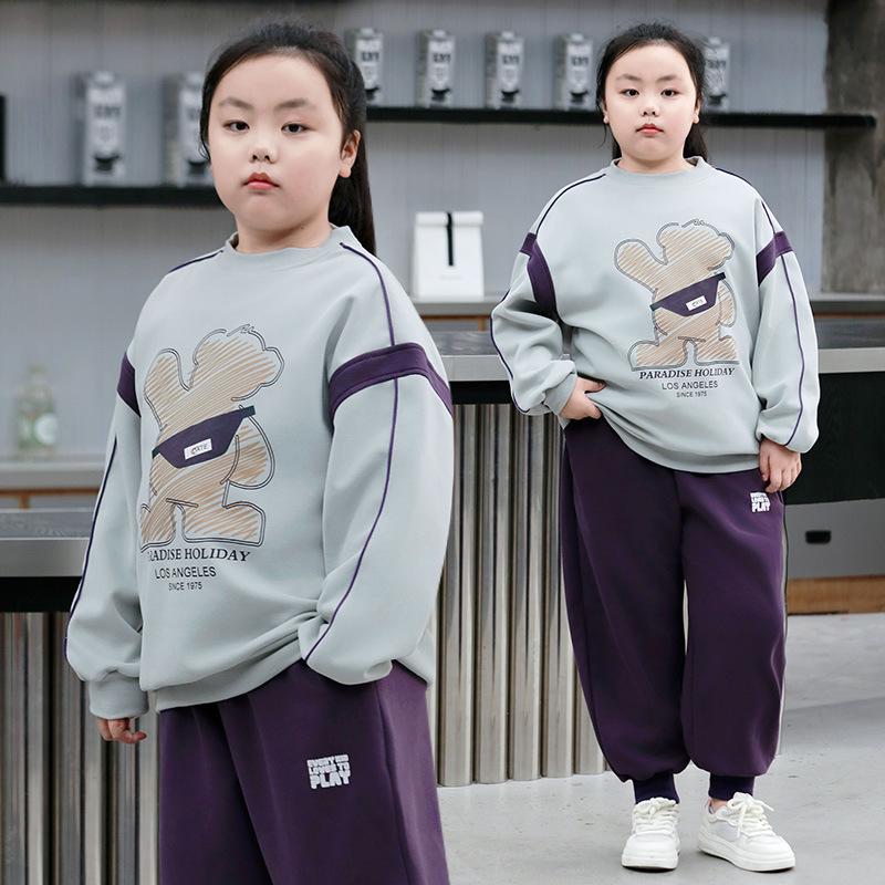 

Spring & Autumn 2024 Fashionable Hoodie Set for Girls - Stylish Long Sleeve Two-Piece for Medium & Large Sizes 150 for 75-90 lbs