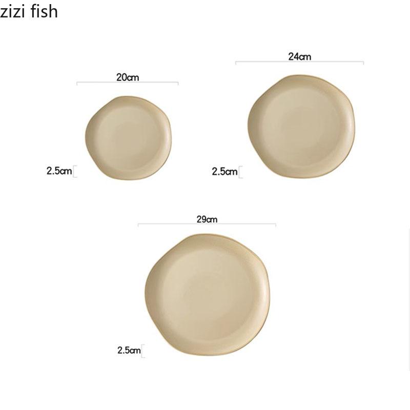 Vintage Ceramic Dinner Plate Creative Irregular Dessert Plate Snack Plate Pasta Sushi Plates Restaurant Specialty Tableware