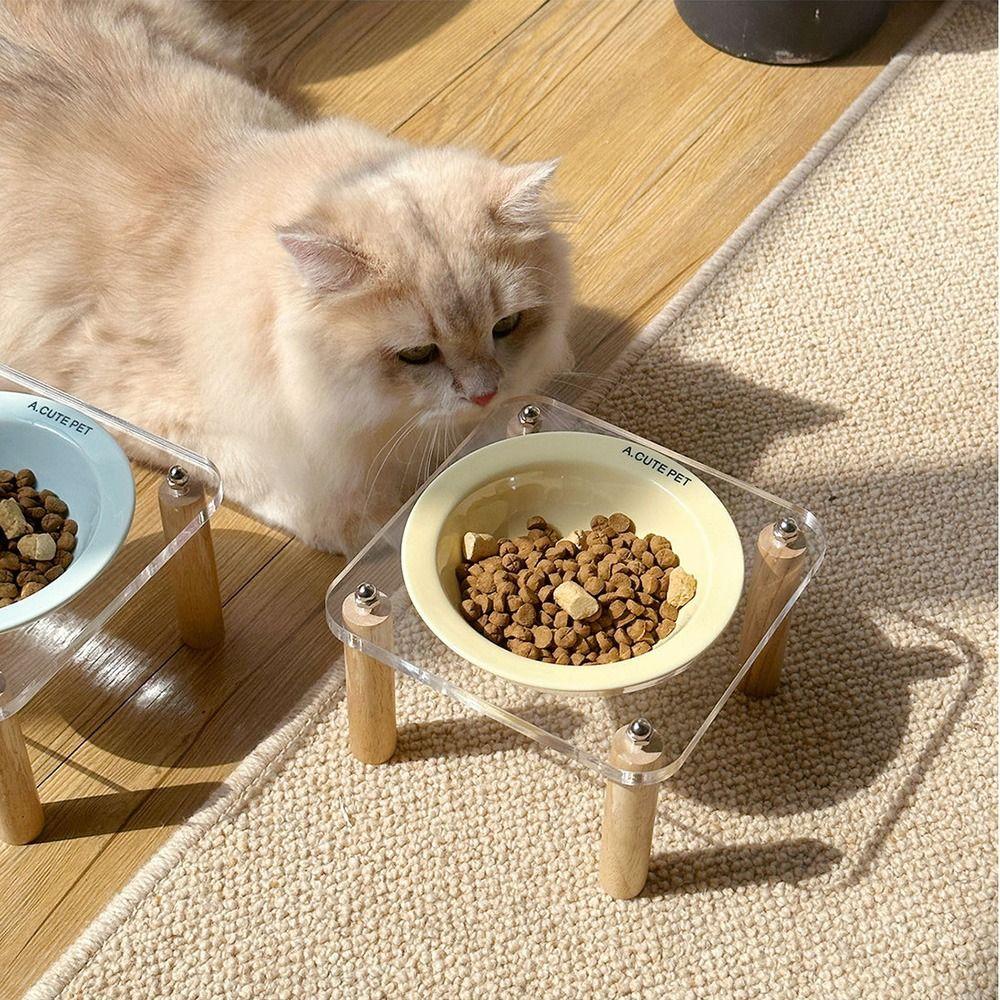 Protect Cervical Spine Cat Bowl with Acrylic Stand Cat Drinking Feeding Bowl  Household