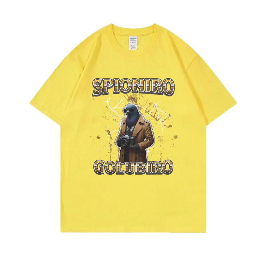 Italian Brainrot Spioniro Golubiro Tshirt Pigeon Funny Meme T-shirts Men Women Casual Cotton Short Sleeve Male Vintage T Shirt