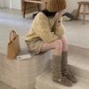 1 Pair Fashionable Women Cable Knitted Leg Warmers Calf Socks Solid Color Stretchy Boot Covers for Office and Casual Use