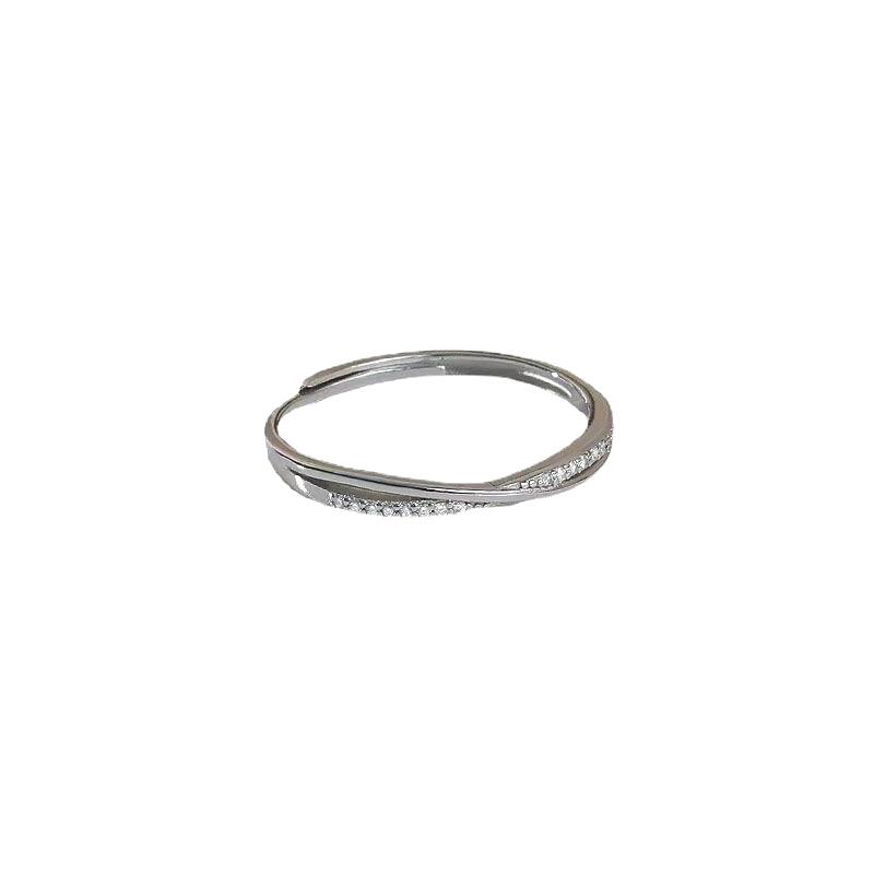 

‘1Pc Light Luxury Fashion Silver Color Line Cross Design Ring Simple Opening Adjustable Index Finger Ring Wedding Jewelry