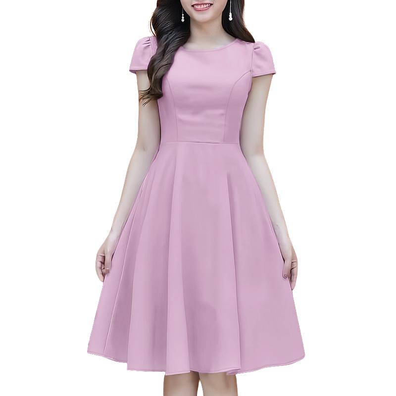 

ZANZEA Женское летнее повседневное платье А-силуэта с круглым вырезом и короткими рукавами 3XL