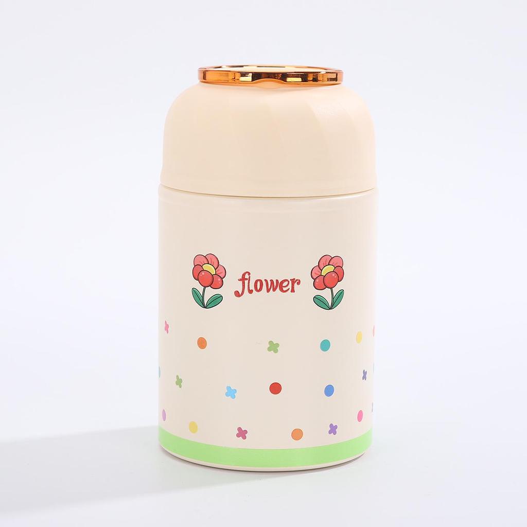 Portable 316 Stainless Steel Thermal Cooker with Embossed Design, Large Capacity Insulated Lunch Box & Handheld Stew Pot