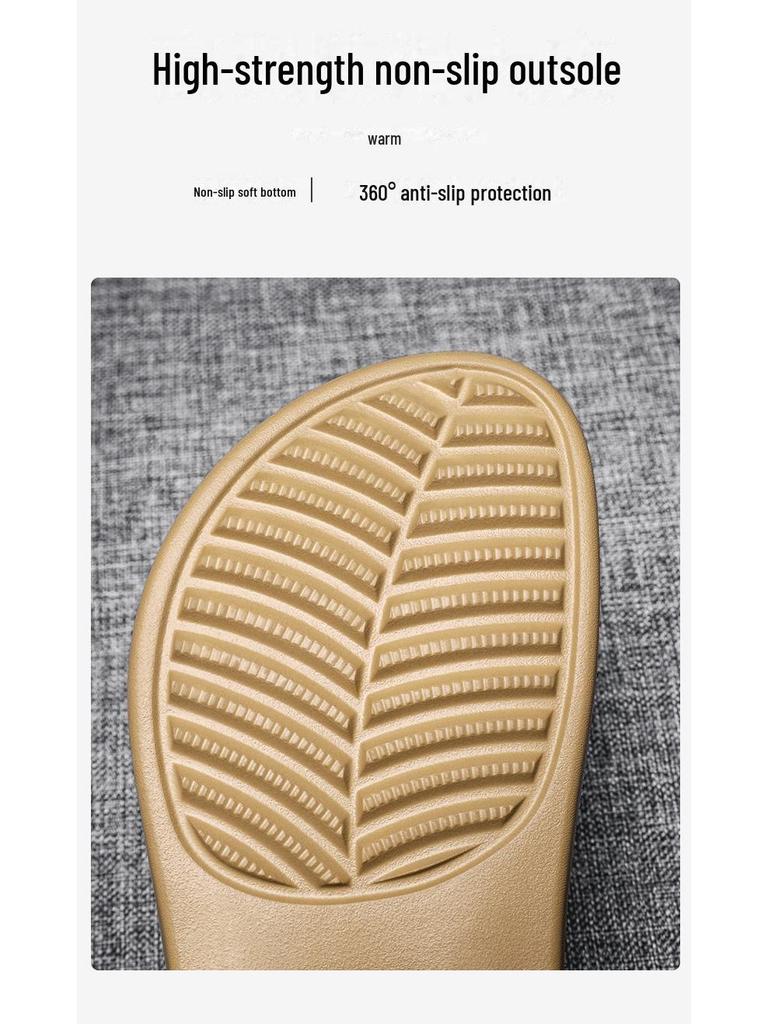 Men's Winter 2025 Non-Slip Waterproof Cotton Slippers: Leather & Fur, Thick Sole, Plus Velvet, Indoor.