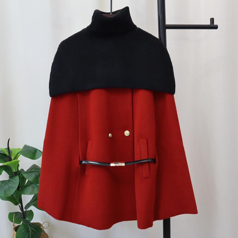 

Осень и Зима Новый Шарф Вязаный Двусторонний Шерстяной Плащ Пальто Темперамент Высокий Конец Свитер Шаль Комплект из двух предметов Женский one size fits all бордовый