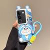 KEYSION Cute Ear Cartoon Case for VIVO V29 5G with Lanyard Soft Silicone+PC Shockproof Phone Back Cover for VIVO V29 5G