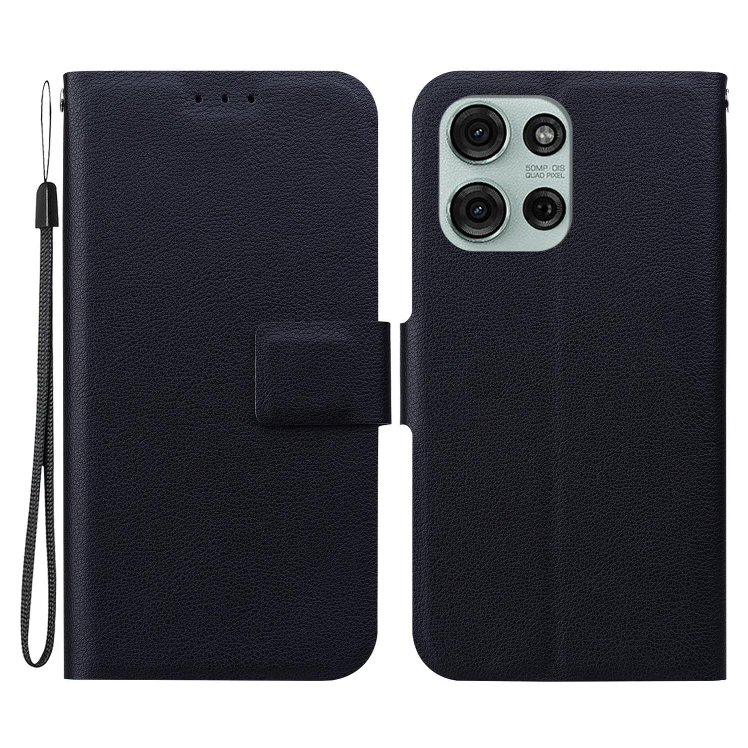 

For Motorola Moto G75 5G Case Ultra-Thin PU Leather+TPU Phone Cover with Card Slot Black
