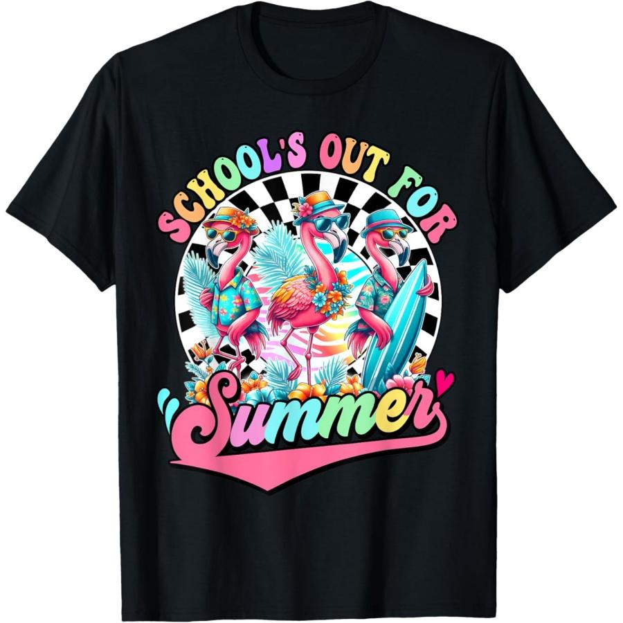 Schools Out For Summer Flamingo Last Day Of School Teacher T-Shirt S