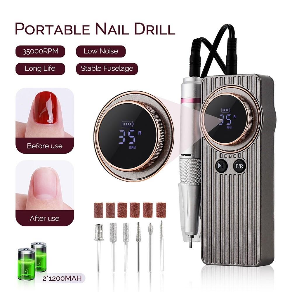 35000RPM Low Noise LCD Display Nails Beauty Tools Portable Nail Drill Exfoliation Remove Calluses Nail Removal Polisher