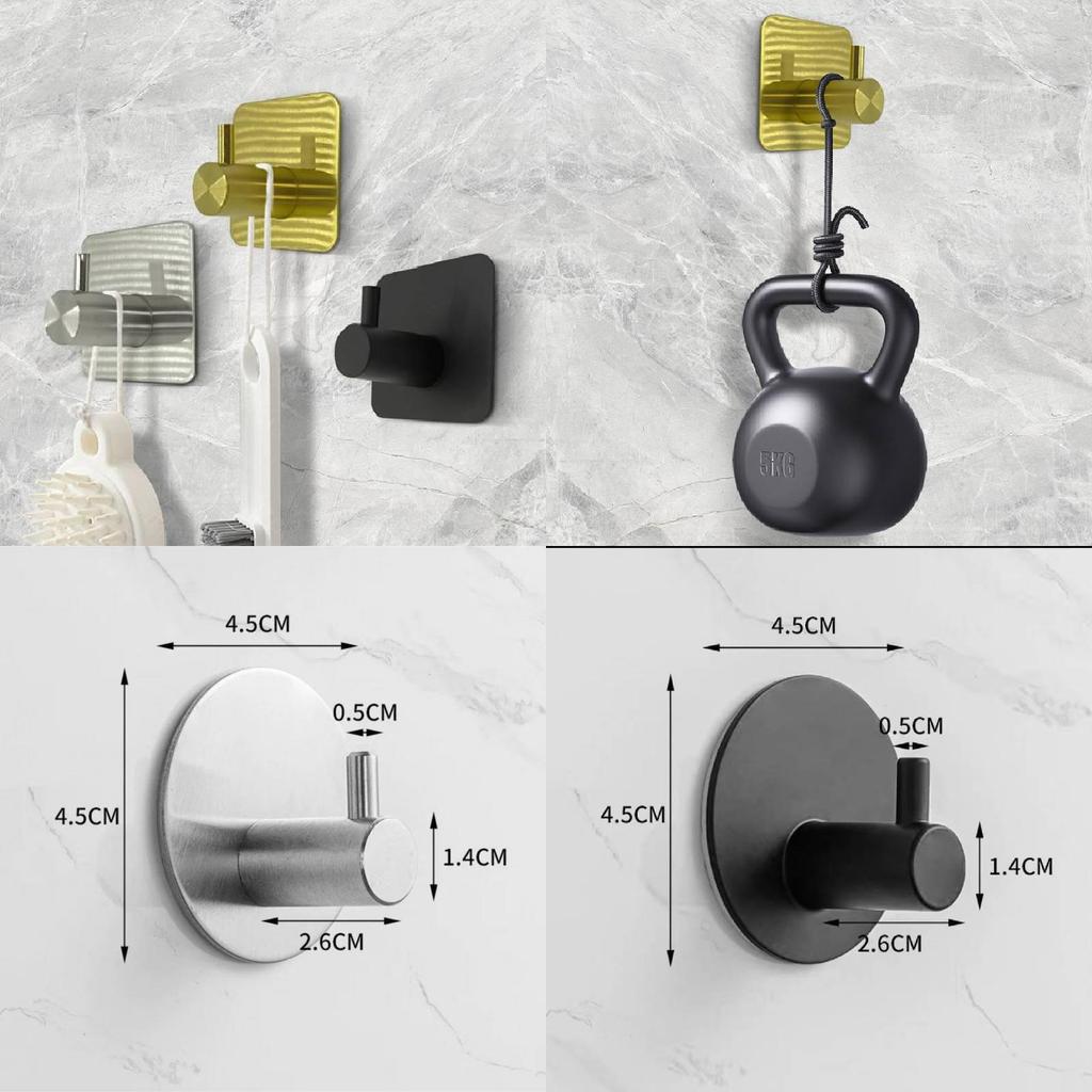 Stainless Steel Wall Hook Single Hook With Adhesive For Bathroom Storage And Hotel Room Decor