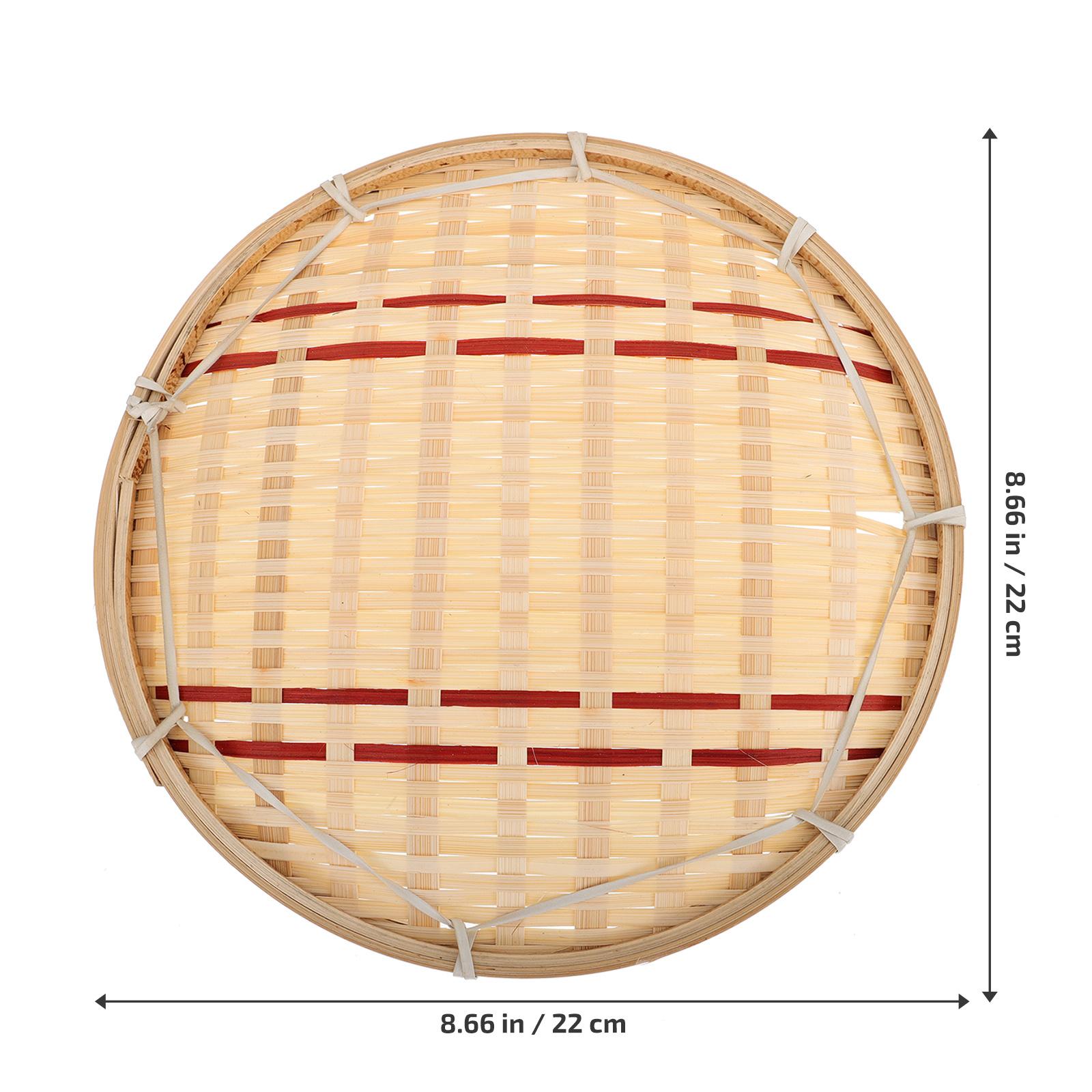 

1Pcs Bamboo Woven Basket for Fruit Food Storage Round Decorative Craft Organizer Multipurpose Sundries Basket Flower Arrangement