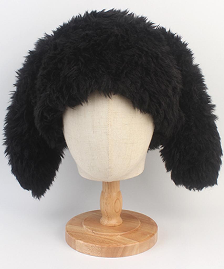 Yunibeosyeolkemiseuteuli Rabbit Black Fur Beanie Rabbit Beanie
