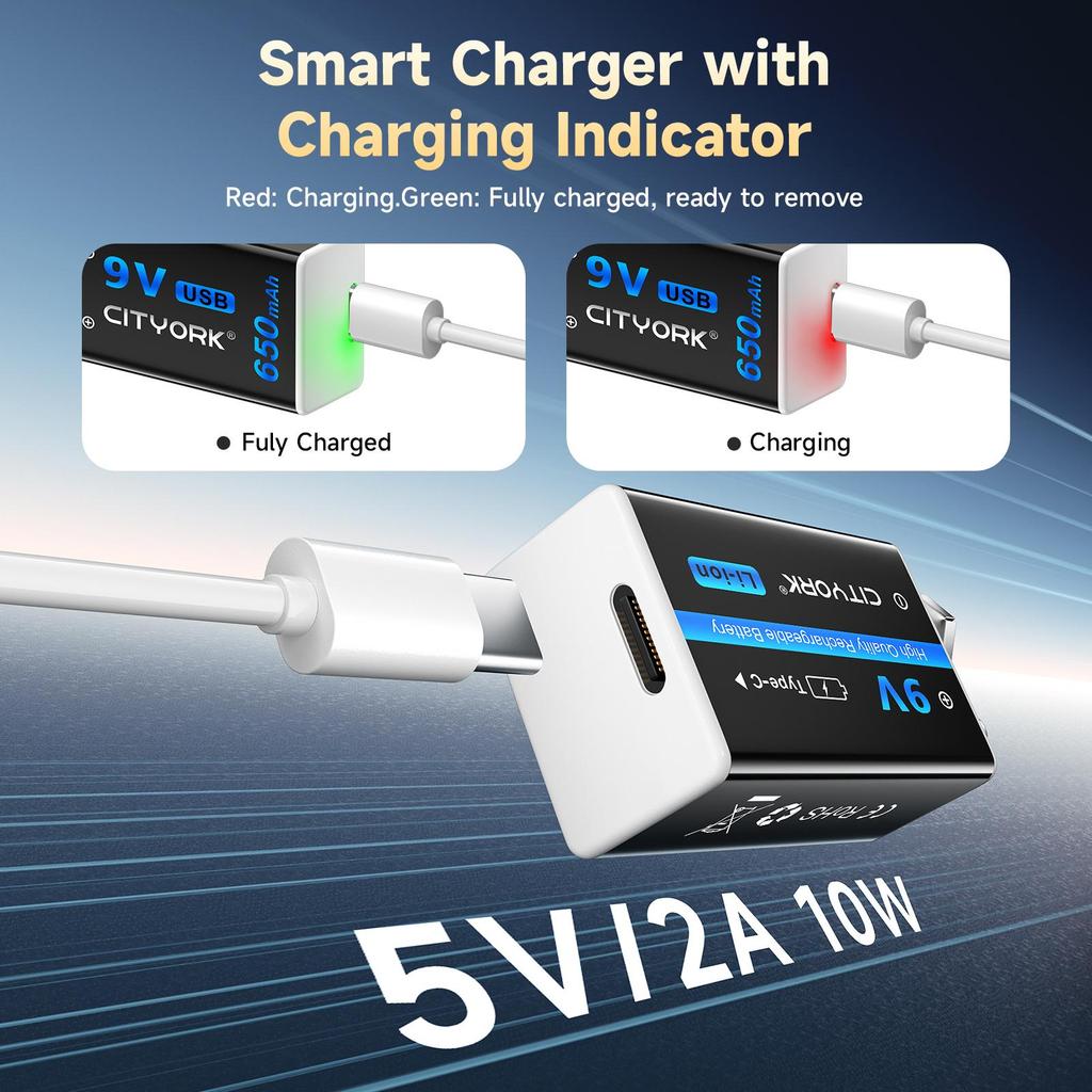 Batteria ricaricabile USB 9V 9V 1200mAh 6F22 Batteria agli ioni di litio Batterie USB per multimetro Metal Detector chitarra elettrica