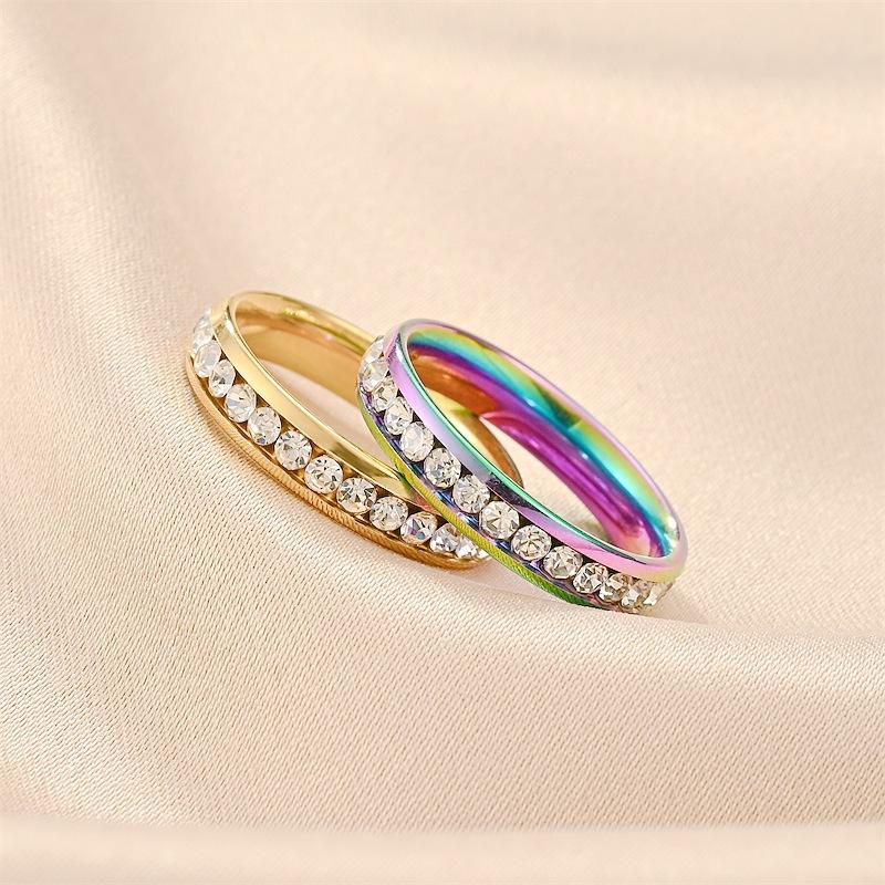 Full Tianxing River Titanium Ring Female Zircon Couple To Niche Ring