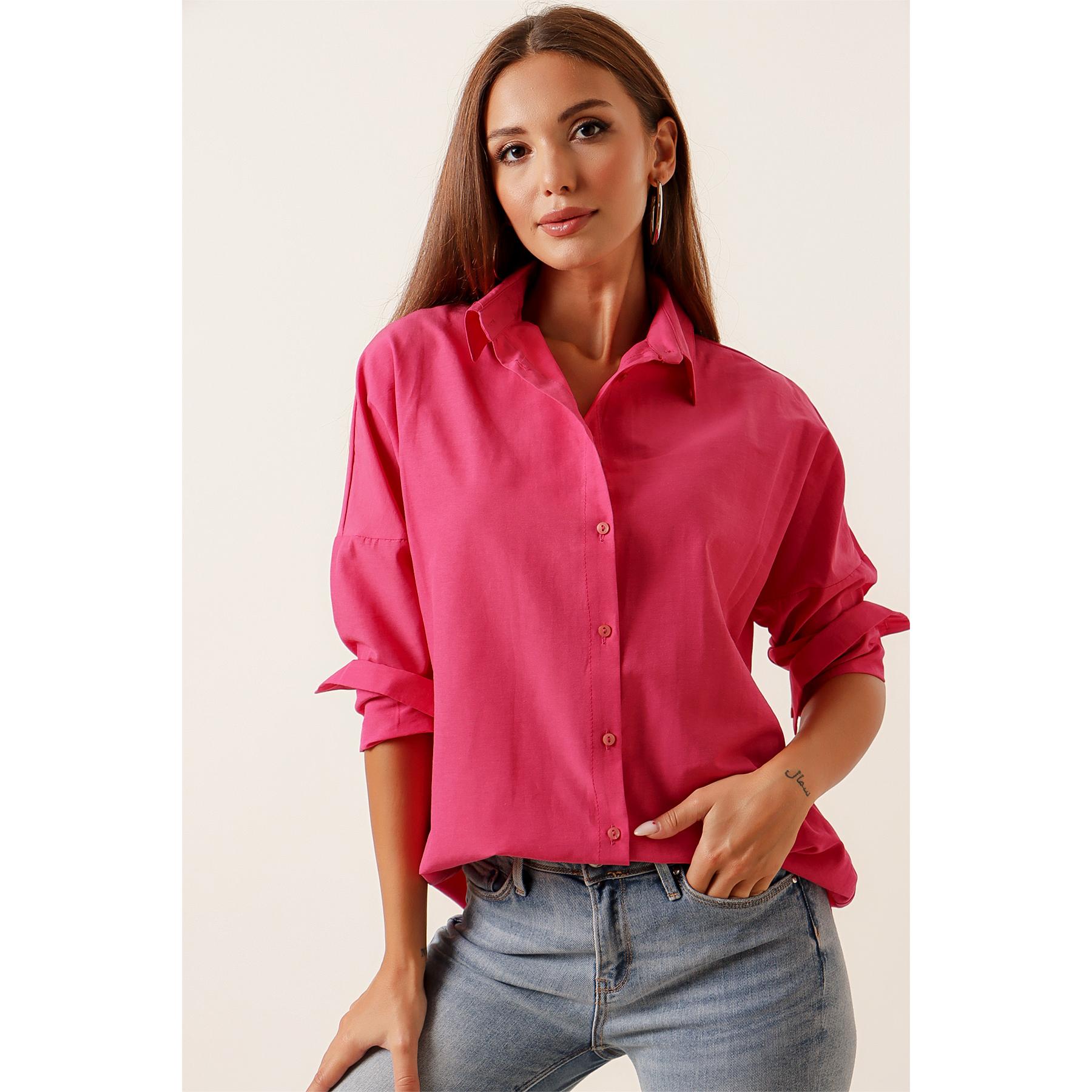 

Длинная базовая рубашка оверсайз L фуксия