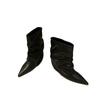 Fashion 2025 Autumn Winter Pleated Pointed Toe Women Ankle Boot Wedges High Heels Banquet Prom Street Style Female ShoesEilyken