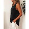 Dames mouwloos knoophemd, zijkant, enkelzijdig gesloten, los vest, bohemien stijl, casual top