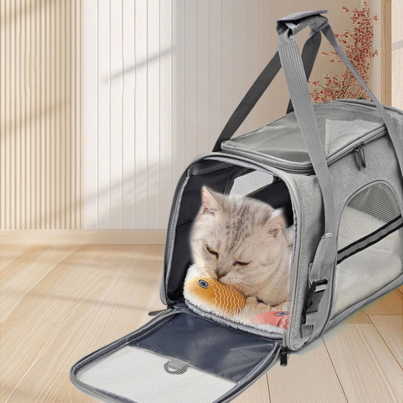 Portable Pet Carrier, Hand-held, Shoulder Bag, Crossbody Style, Foldable, Breathable, Transparent Cat and Dog Bag.