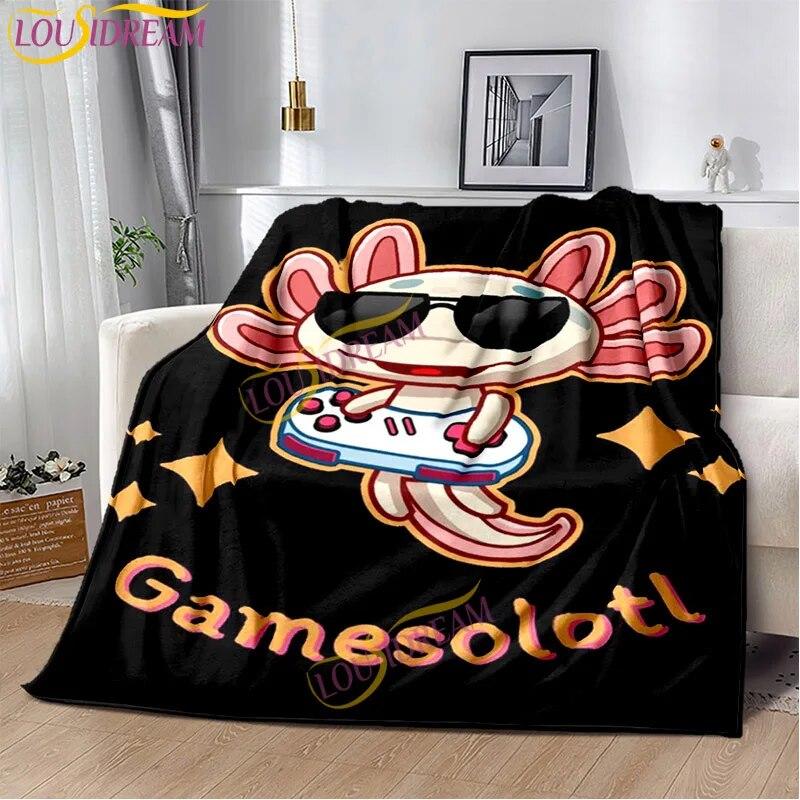 

Мягкое плюшевое постельное белье с изображением животных Ajolote, диван для гостиной, спальня, кровать, одеяла для пикника, милое подарочное одеяло с принтом аксолотля 125x150cm 50x60inch