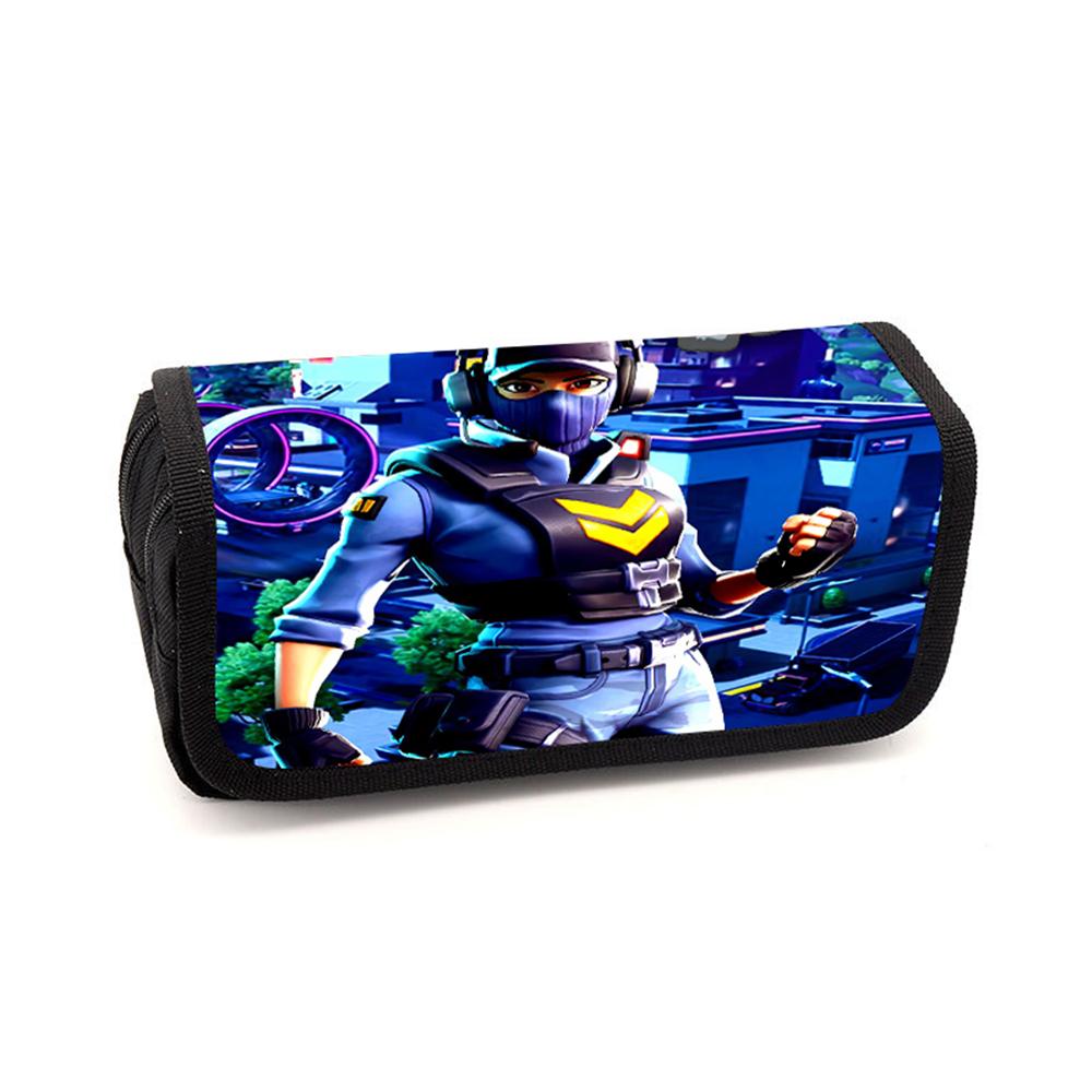 FORTNITE Cartoon Pencil Box Double Layer Flip Pen Case Lightweight Stationery for Kids School Daily Use,Boys&Girls Ages 5-11
