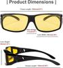Feisedy TAC UV400 for Night Large Yellow B2593 Over-the-Eye Sunglasses, Polarized, Protection, Driving, Size, Lenses, Unisex,