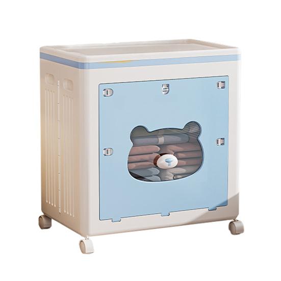 Yousheng Stackable Storage Bin with Lid Foldable Storage Box with Door And Casters Collapsible Rolling Organizer for Bedroom Closet Living Room