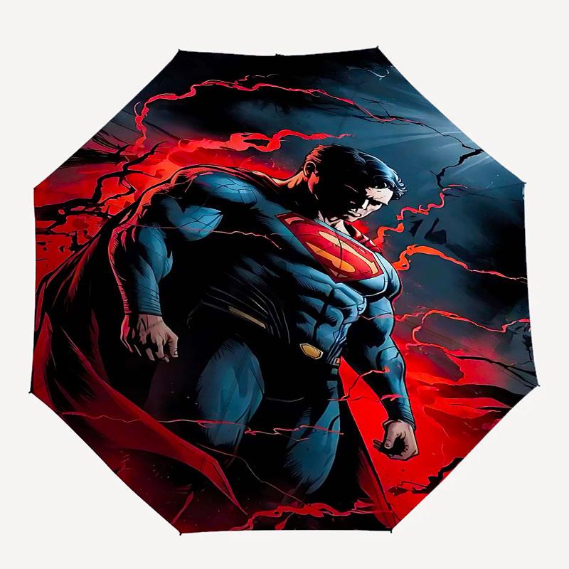 

1pc Superman Lightning Automatic Folding Umbrella - Compact 8-Rib Design, Durable Plastic & Iron1407L