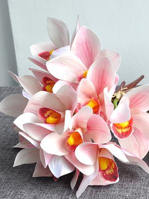 1 Bunch Fake Flowers Artificial Orchid Fake Cymbidium Decorative Flowers Magnolia Real Touch Flowers Home Decor Wedding Decoration