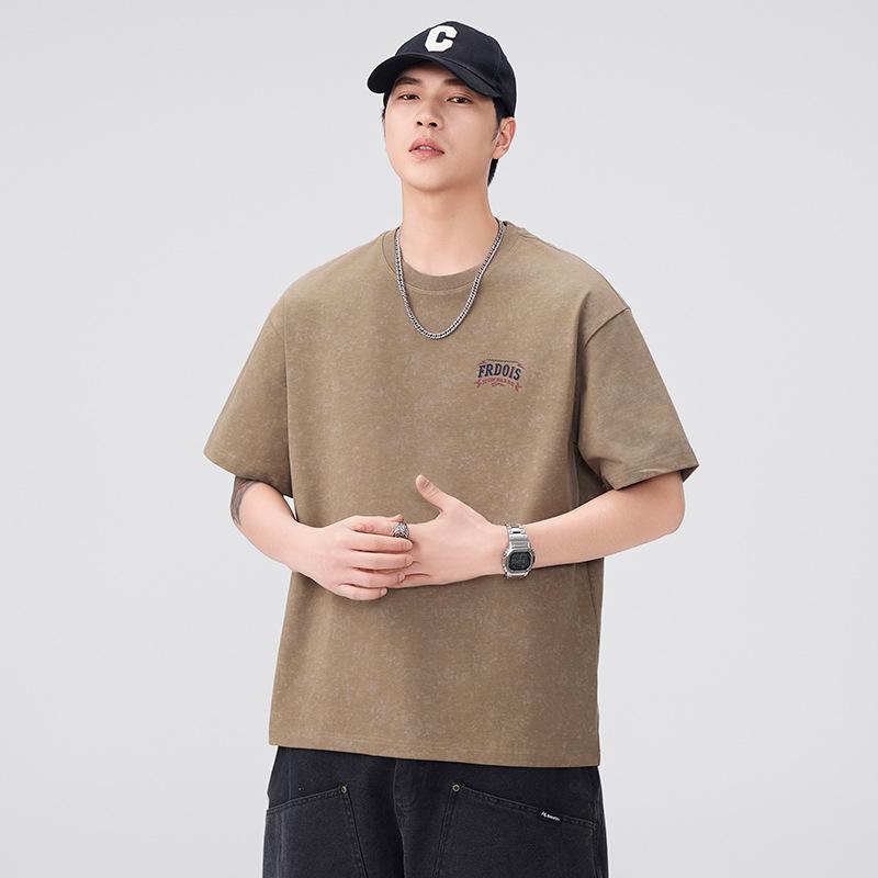 

New American Retro Cotton Short-sleeved T-shirt Men s Loose Heavy Printed Half-sleeved Top 4XL