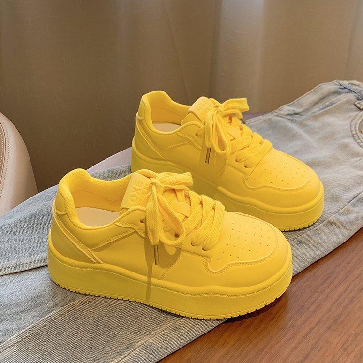 

Rose red thick baseplate shoes women s spring 2025 ins new heightening shoes breathable bread sports and leisure shoes 40 жёлтый