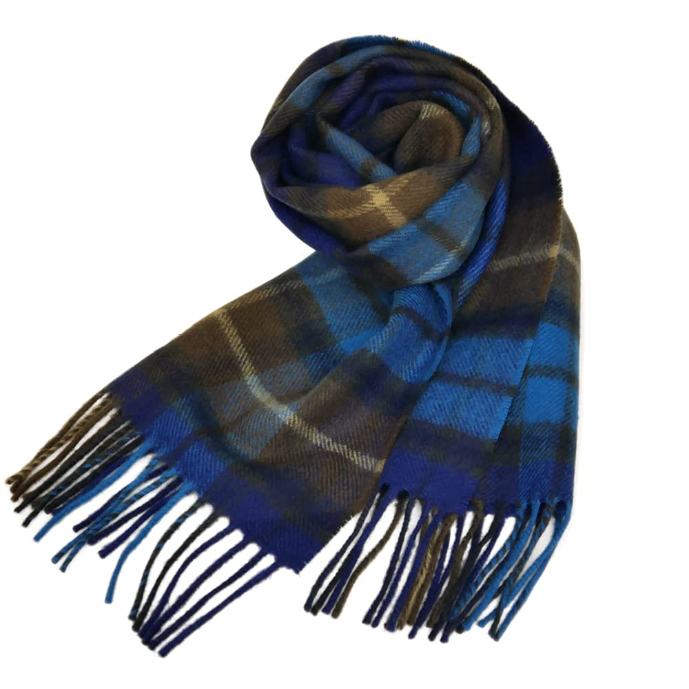Lochcarron Lambswool Tartan Check Scarf Made In Scotland X 100% (Buchanan Blue) - (180cm 25cm)