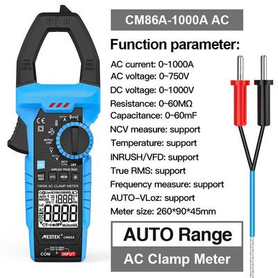 CM86 1000A DC/AC Akım Dijital Pensampermetre Otomatik Aralık Multimetre True-RMS Yüksek Hassasiyetli Volt Sıcaklık Hz Test Pensampermetresi
