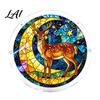 High Transparency Acrylic Puzzle Pendant Round Stained Glass Style Hanging Ornament 7.48 Mindful Weekend Activity Inch Window Decoration for