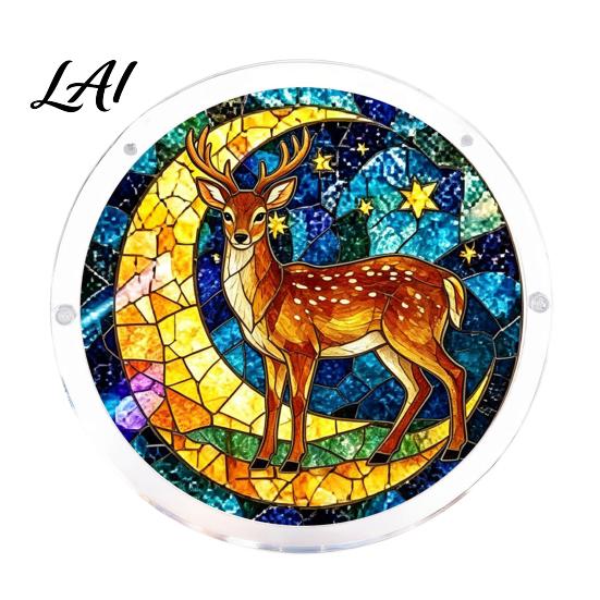 High Transparency Acrylic Puzzle Pendant Round Stained Glass Style Hanging Ornament 7.48 Mindful Weekend Activity Inch Window Decoration for