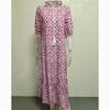 Elegante, lockere, bedruckte Freizeitkleider mit V-Ausschnitt für Damen, übergroßes langärmeliges Kleid für Damen, modisch, elegant, Vintage, Übergröße, Damenkleid 24220