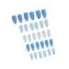 30pcs Handmade Blue & White Gradient Wearable Nails with 3D Pink Flower & Shell Pearl