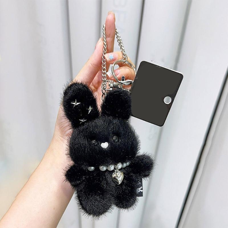 Bunte Stern-Kaninchen Schlüsselanhänger Plüsch Taschenanhänger Handgefertigter Schlüsselanhänger Bastelbedarf zur Dekoration von Rucksäcken und Schlüsseln