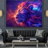 VIKAMA Starry Sky Neon Lion Tapestry psychedelic Animal Background Cloth Living Room Background Wall Room Decoration
