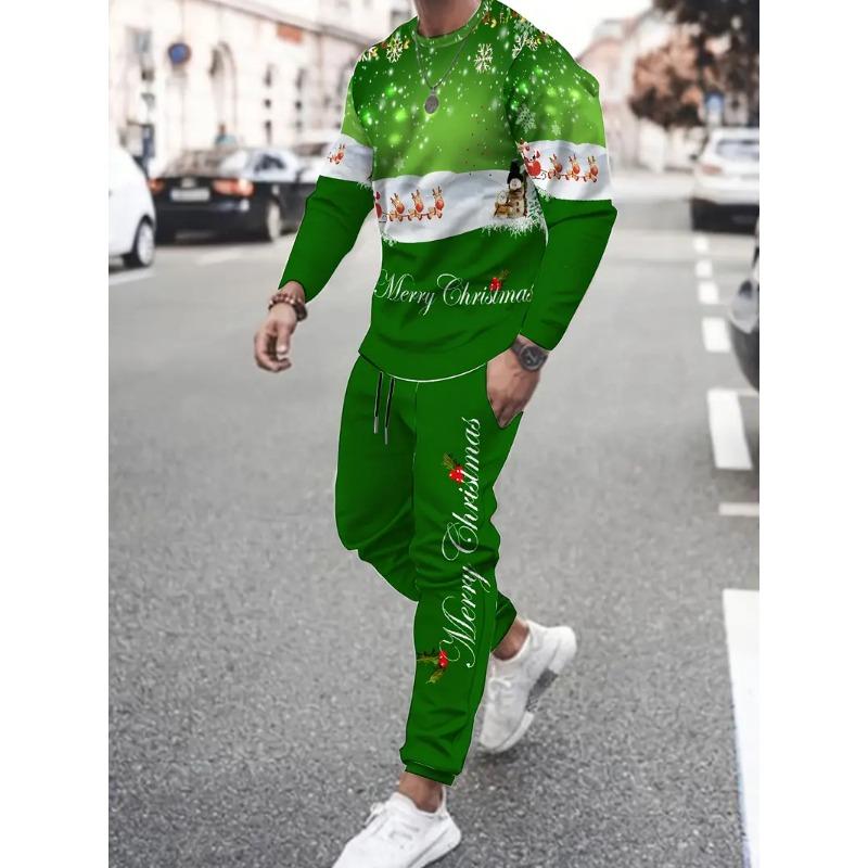 Julklädesset Vår Höst Herr Dam Mode 3D-tryck Mode Casual Sportkläder Sweatshirt Joggingbyxor 2 Delar Set