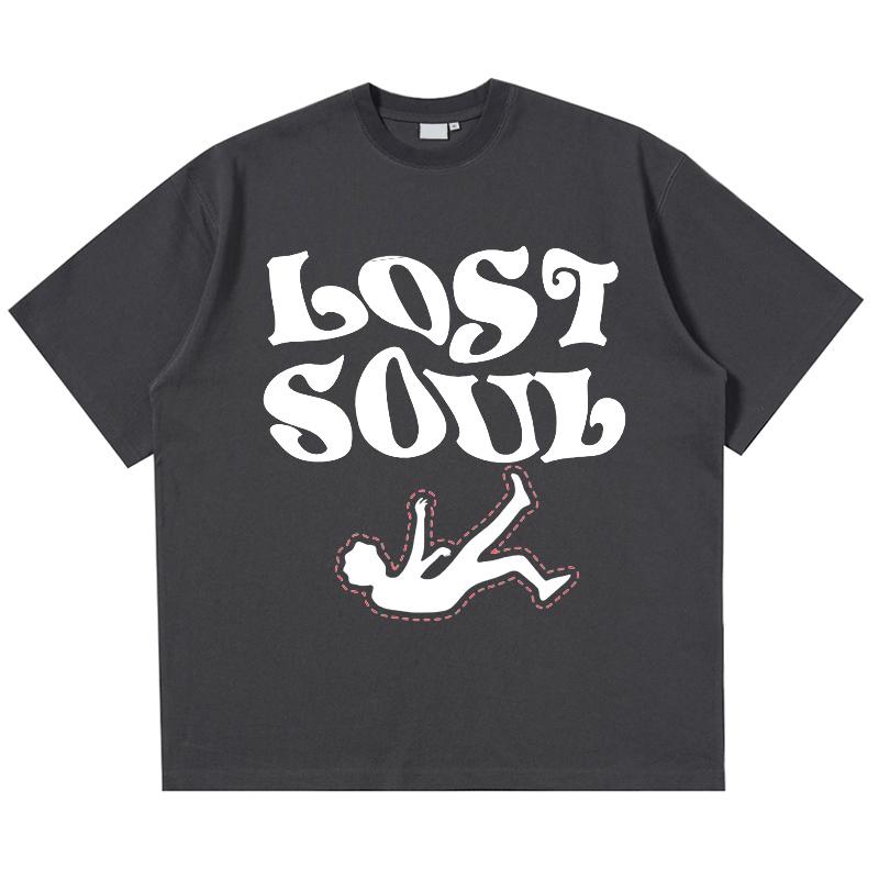 Unisexs Tshirt Lost Soul Retro Print Summer Shortsleeved Cotton Korean Fashion Streetwear Aesthetics Harajuku Clothing Tshirt