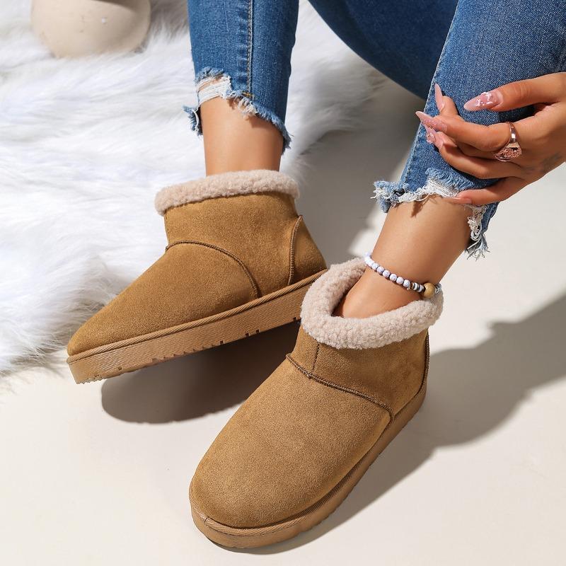 Cross-border Autumn and Winter New Flat-bottomed Matte Snow Boots Women's Fleece Thickened Non-slip Warm Short Boots Wholesale