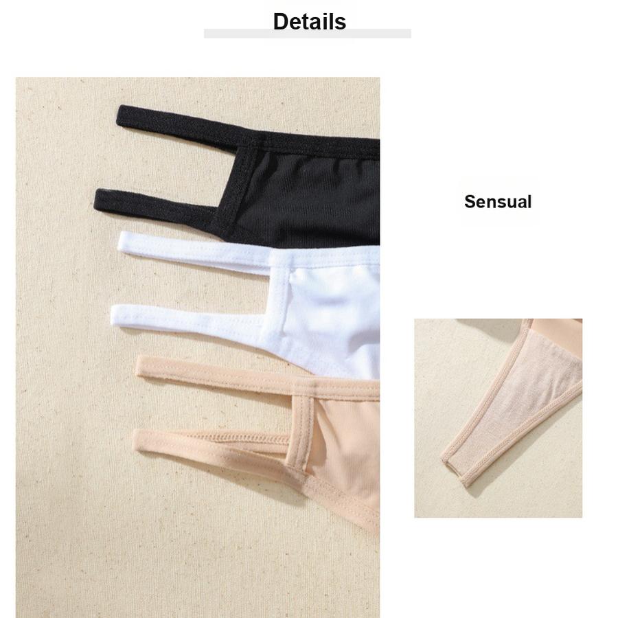 3 Pezzi Perizoma Donna Senza Cuciture Basso - Cavallo in Puro Cotone