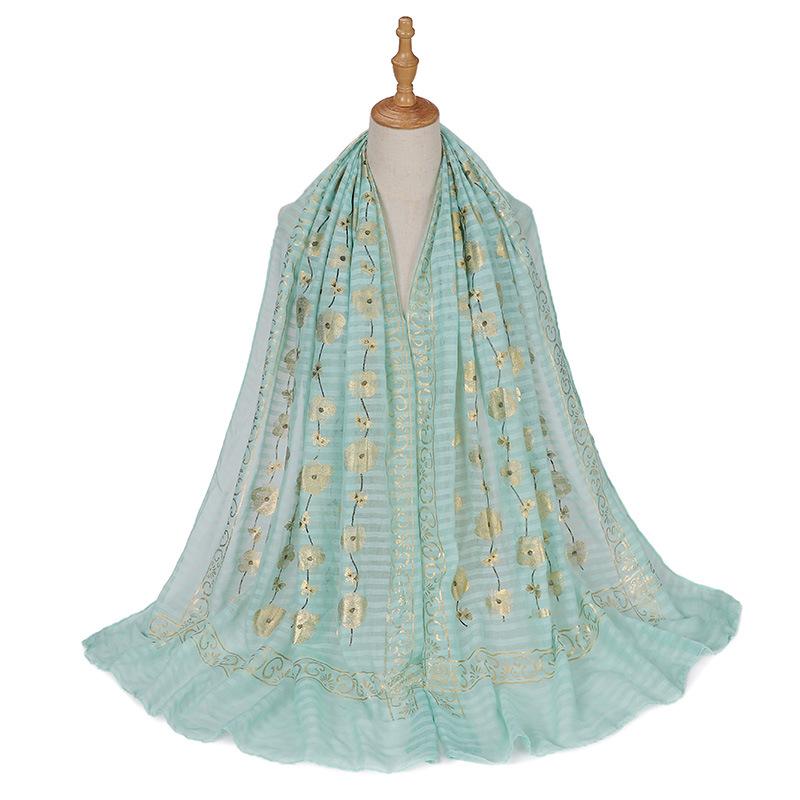 New Printed Gilding Cotton Hijab Scarf Women Luxury Stripe Glitter Scarves Poncho For Women Headband Bandana Shawl Turban Islam