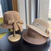 Fisherman's Hat Women's Bow Curled Sun Hat Travel Breathable Women's Versatile Basin Hat