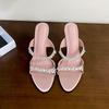 Fashion Luxury Fashion Thin Heels Women Pumps Slides Shoes Rhinestones Female Slip On Footwear Round Toe Ladies Heeled Shoes Sandals